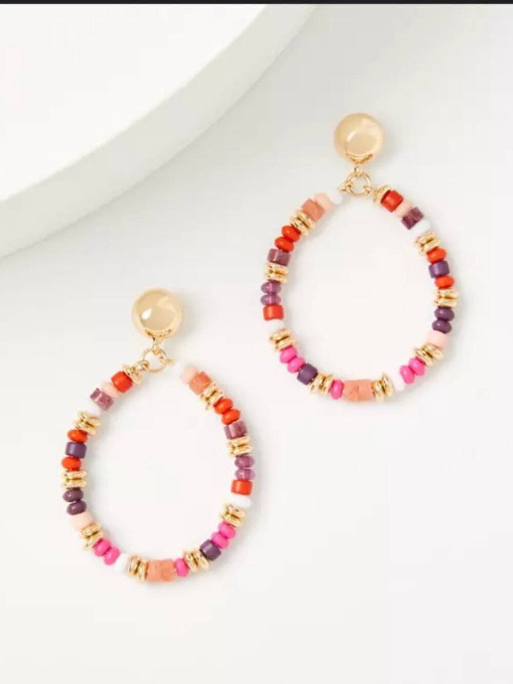 NWOT LOFT Women Beads Multicolor Gold Drop Earrings